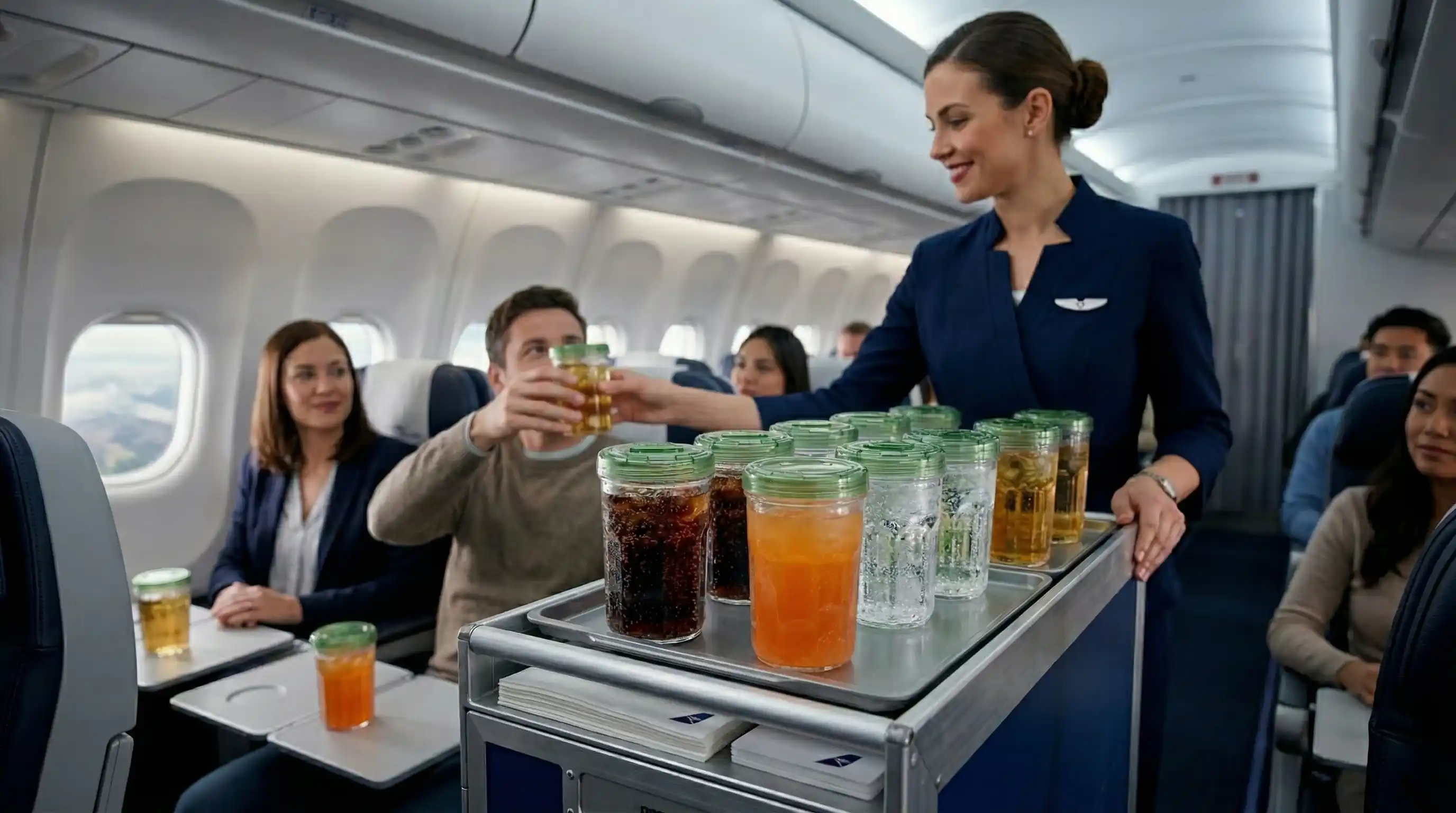 Cups on airplane